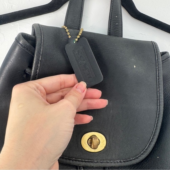 Vintage Coach Black Leather Backpack